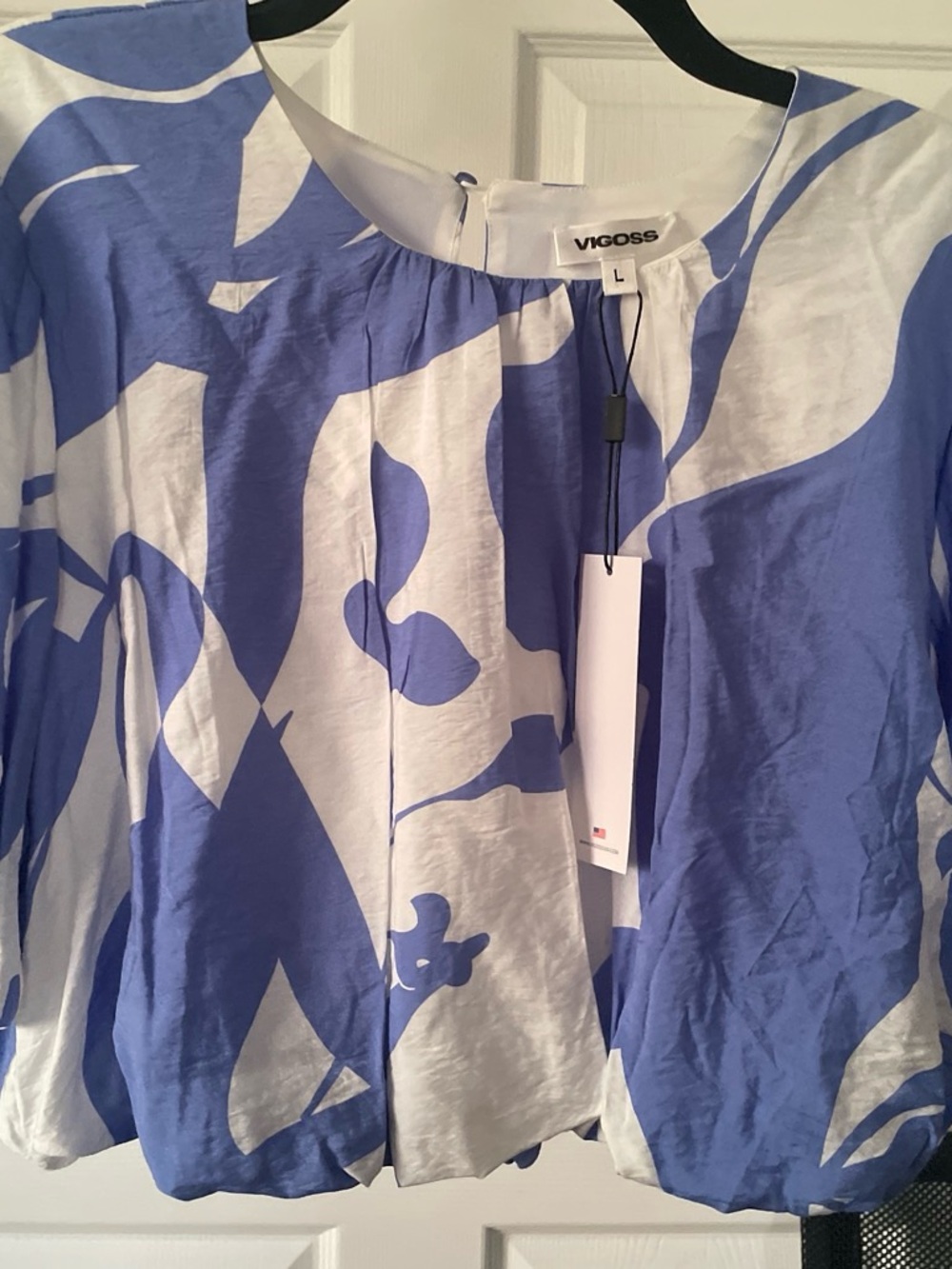 Vigoss Blue & White Abstract Floral Blouse